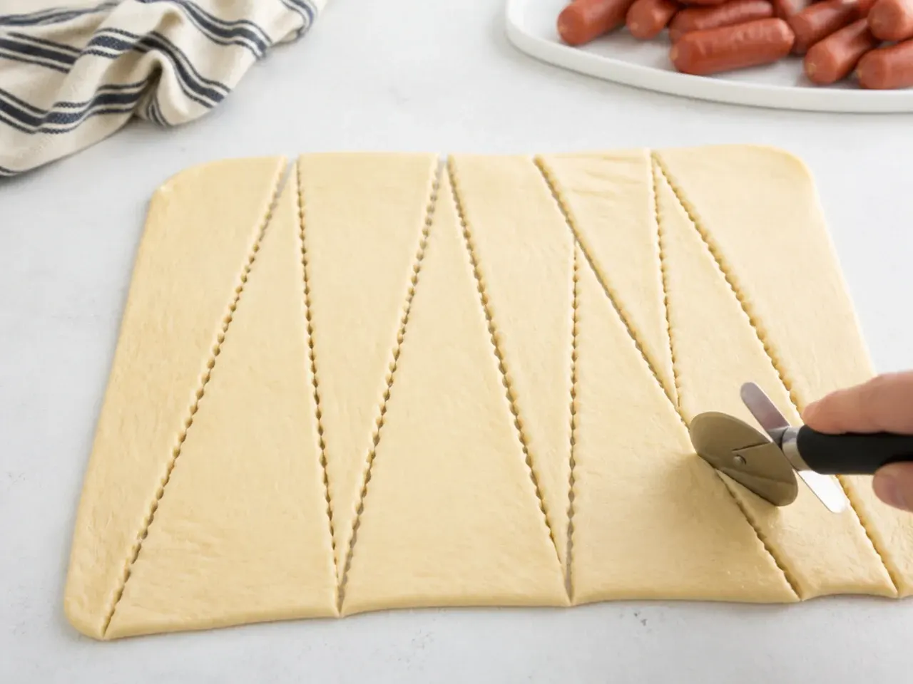 pigs in a blanket sauce — step 3: cut the crescent dough