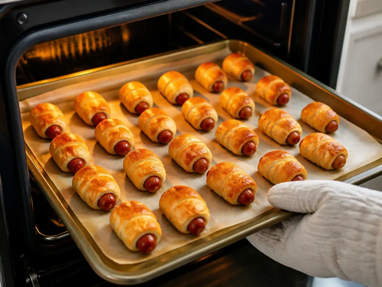 pigs in a blanket sauce — step 6: bake until golden
