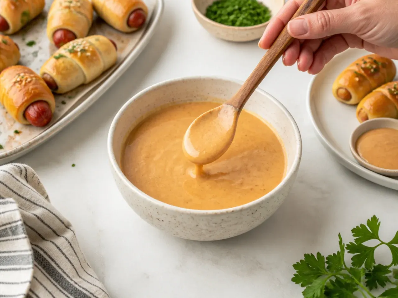 pigs in a blanket sauce — step 7: make the sauce and serve