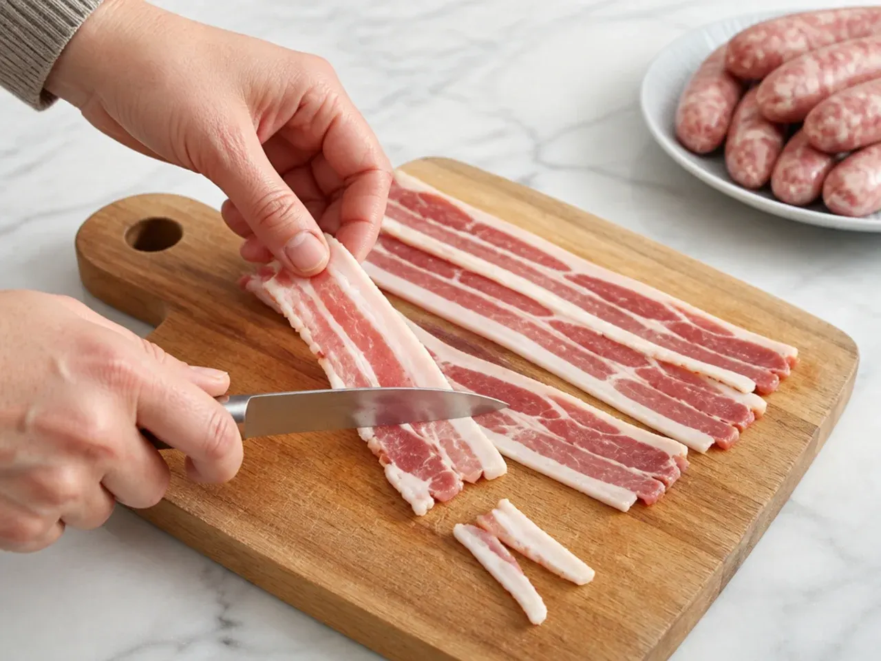pigs in a blanket vs sausage rolls — step 2: prepare the bacon