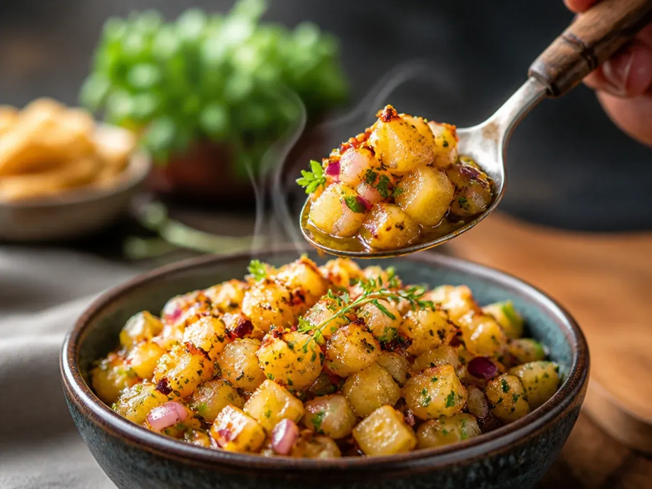 Close-up of pineapple salsa showing distinct 1cm diced pieces with texture