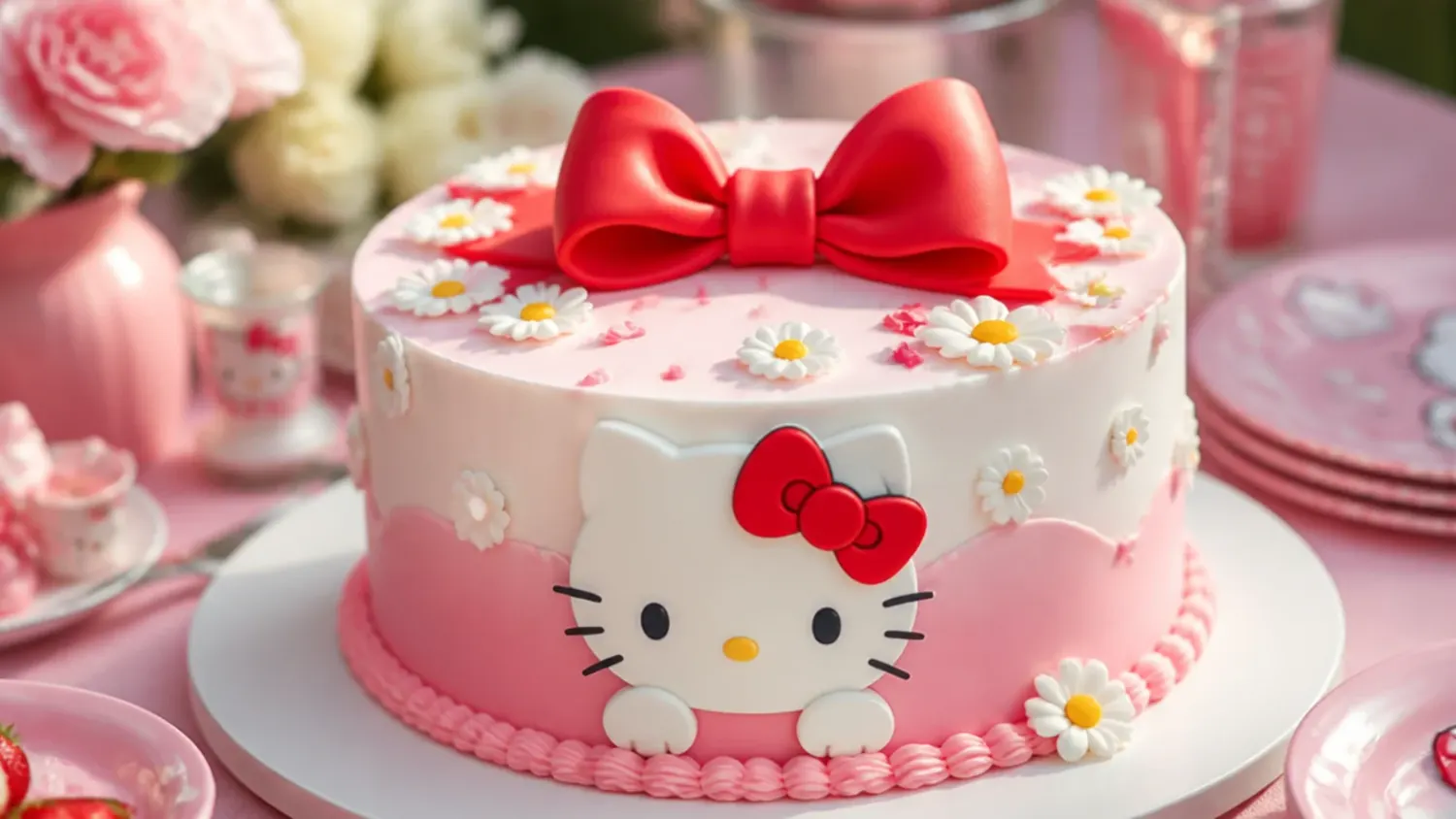 pink hello kitty cake — 15 Dreamy Pink Hello Kitty Cake Ideas