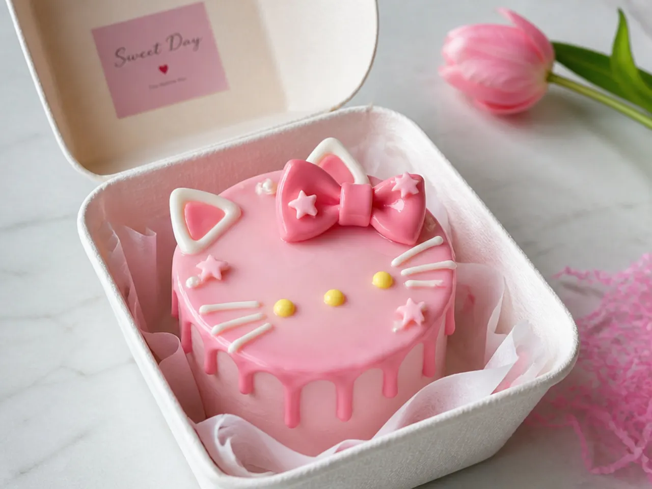 Creative pink Hello Kitty bento mini cake in a gift box