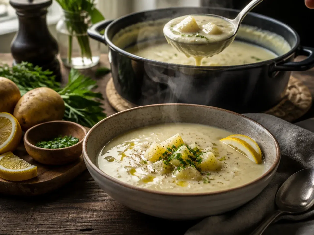 Diced onion and celery softening in butter in a large pot