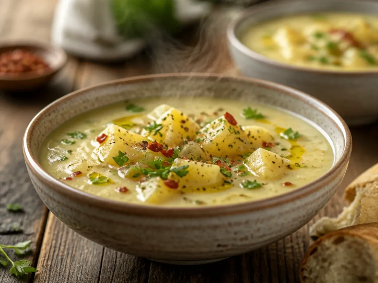 Quick weeknight potato soup made in an electric pressure cooker