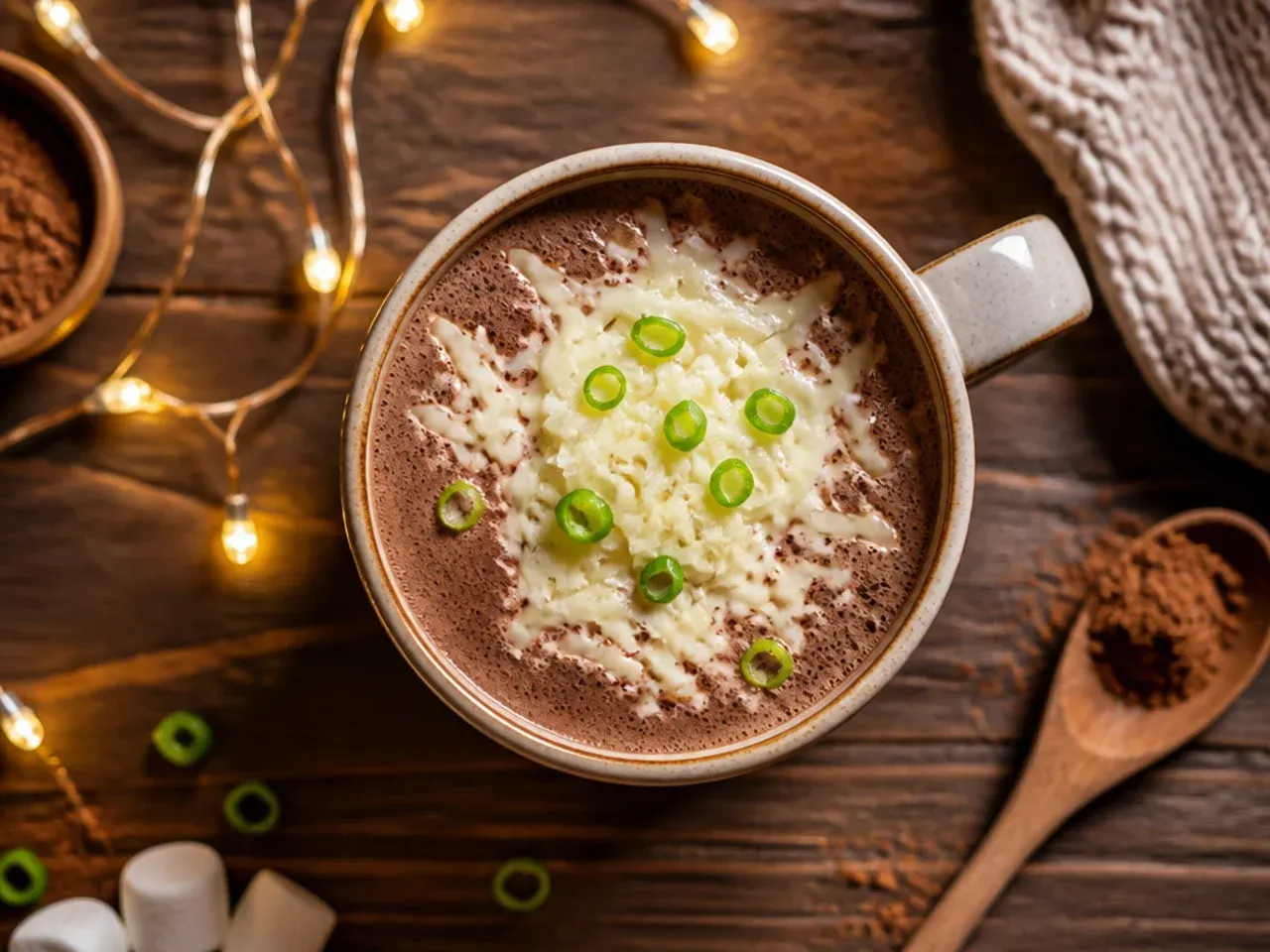 Budget friendly protein hot chocolate made with plain cocoa powder