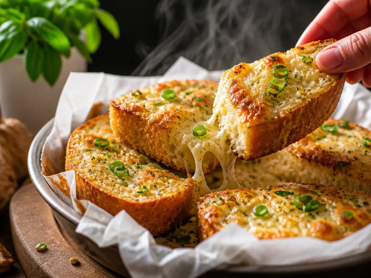 A knife angled at 45 degrees making diagonal cross-hatch cuts into a bread loaf
