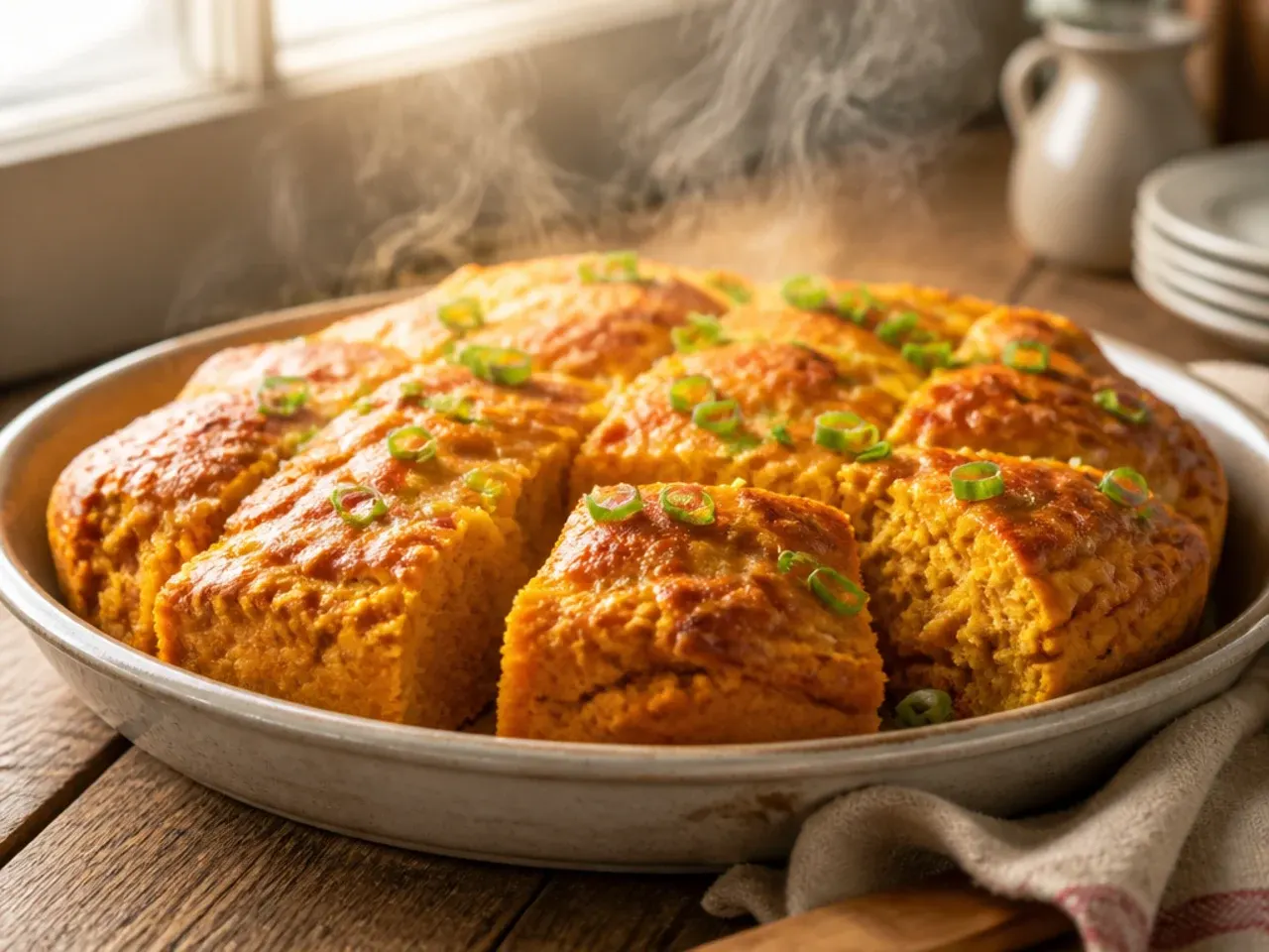 Large sheet pan of pumpkin scones cut into squares