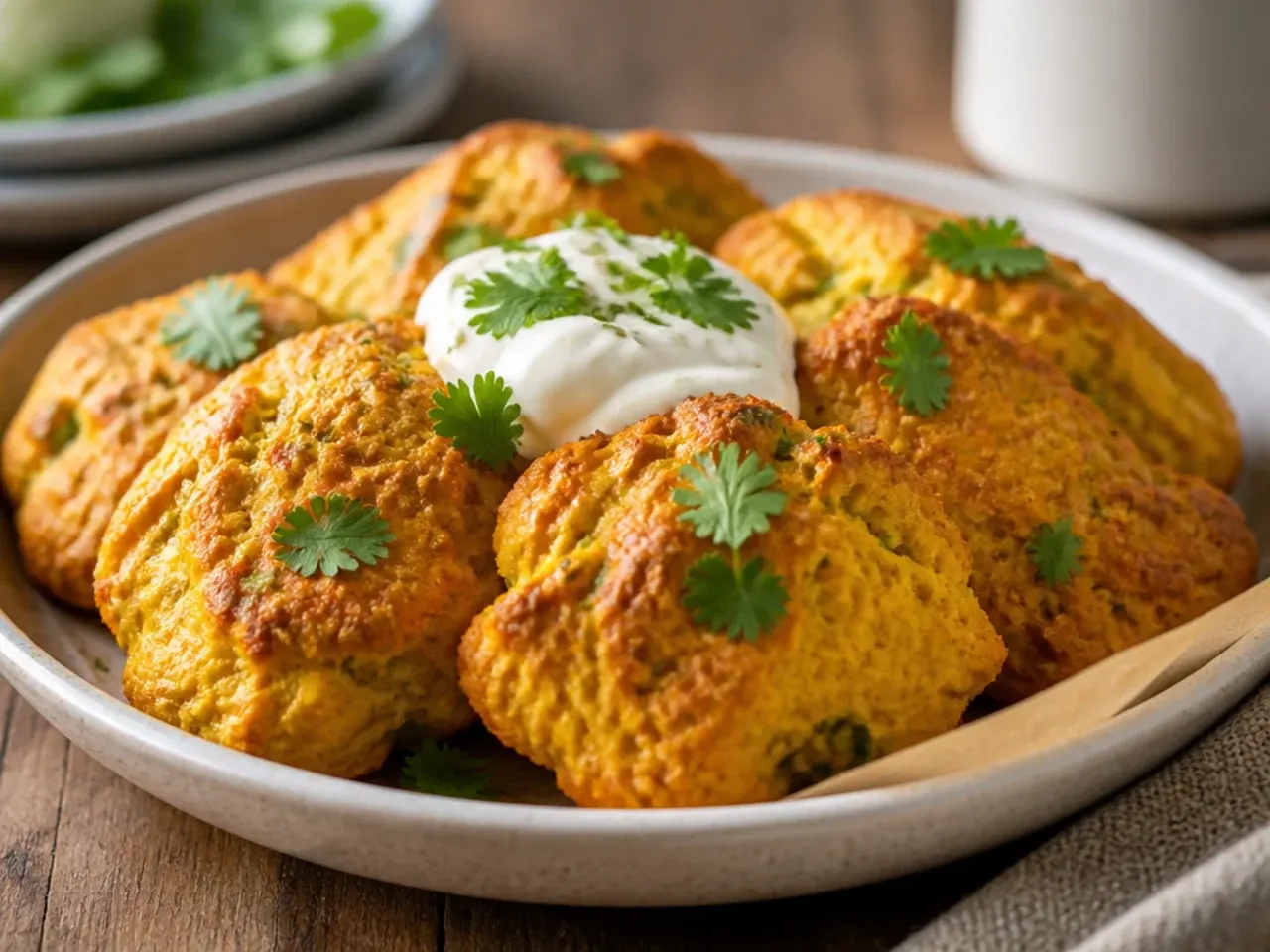 Free-form drop pumpkin scones on a baking tray