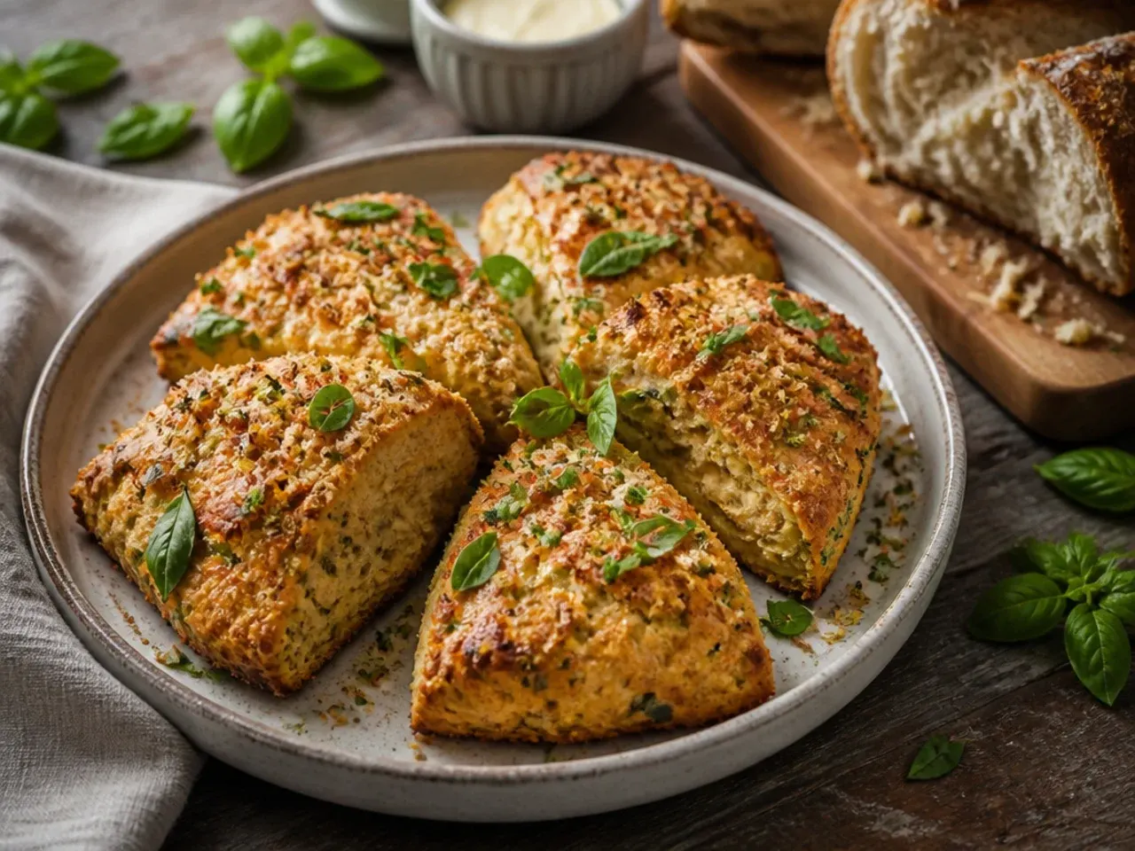 Bakery-style pumpkin scones with a sparkling turbinado sugar crust in a tall wedge shape.