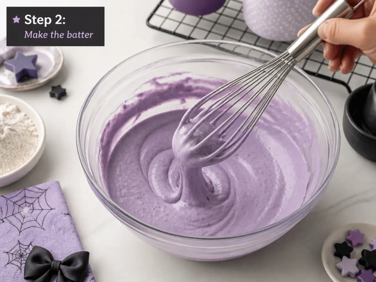 purple kuromi cake — step 2: make the batter