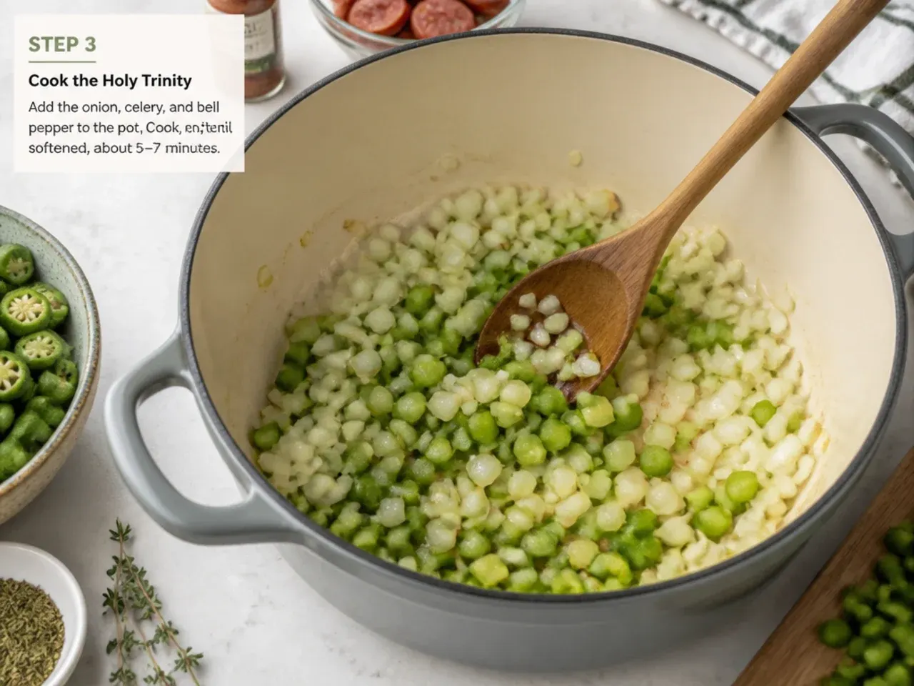 quick gumbo recipe — step 3: cook the holy trinity