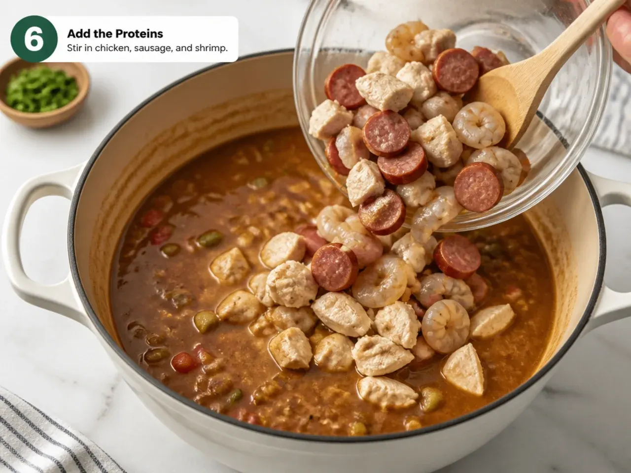 quick gumbo recipe — step 6: add the proteins