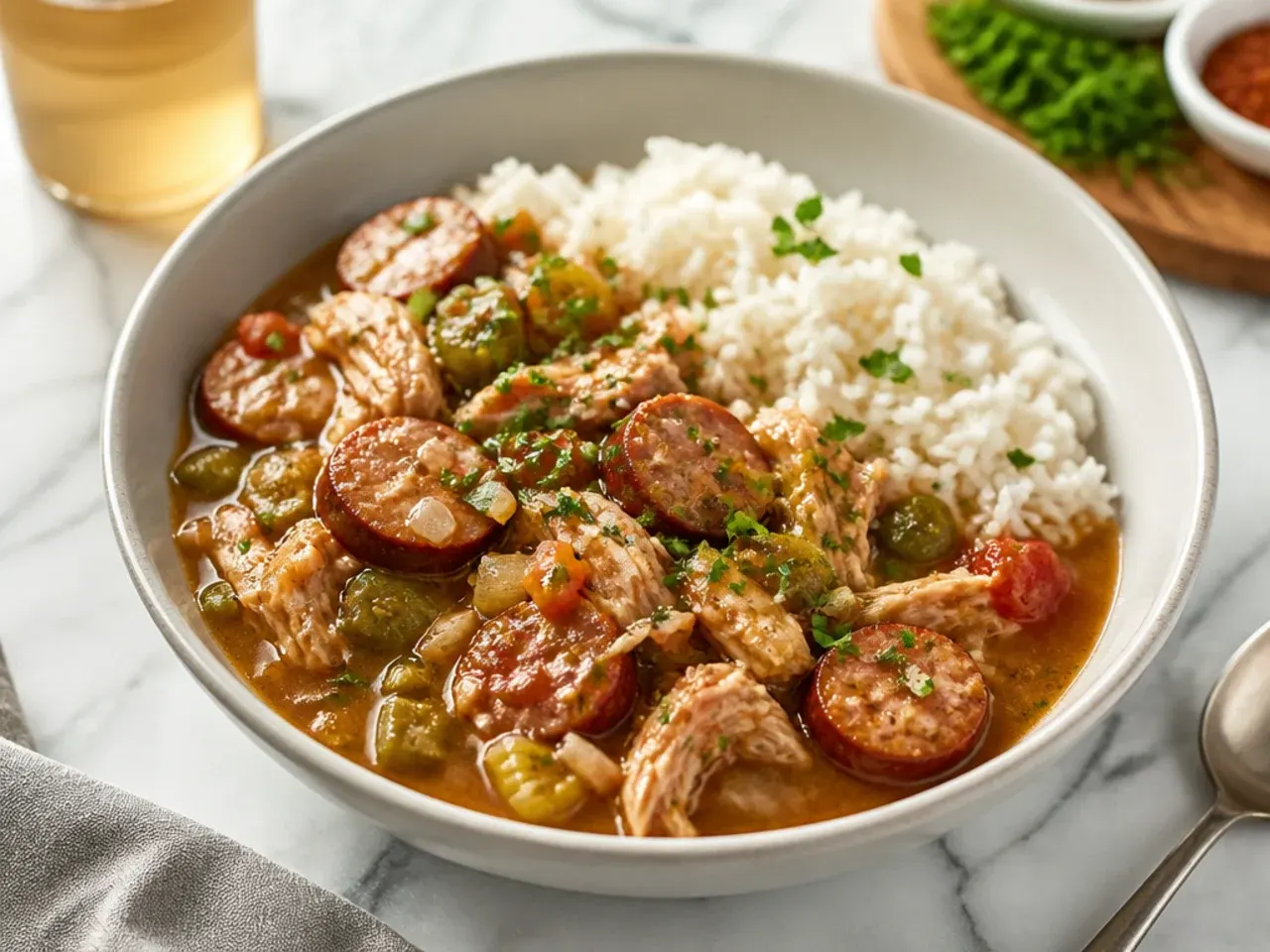 Modern Instant Pot quick gumbo recipe with sausage and rice