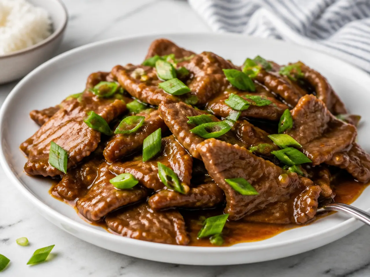Quick Mongolian beef made with leftover roast beef slices