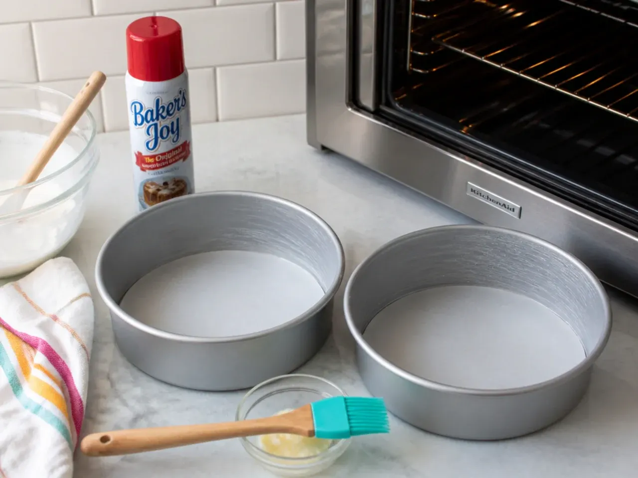 rainbow unicorn cake — step 1: prep pans and oven