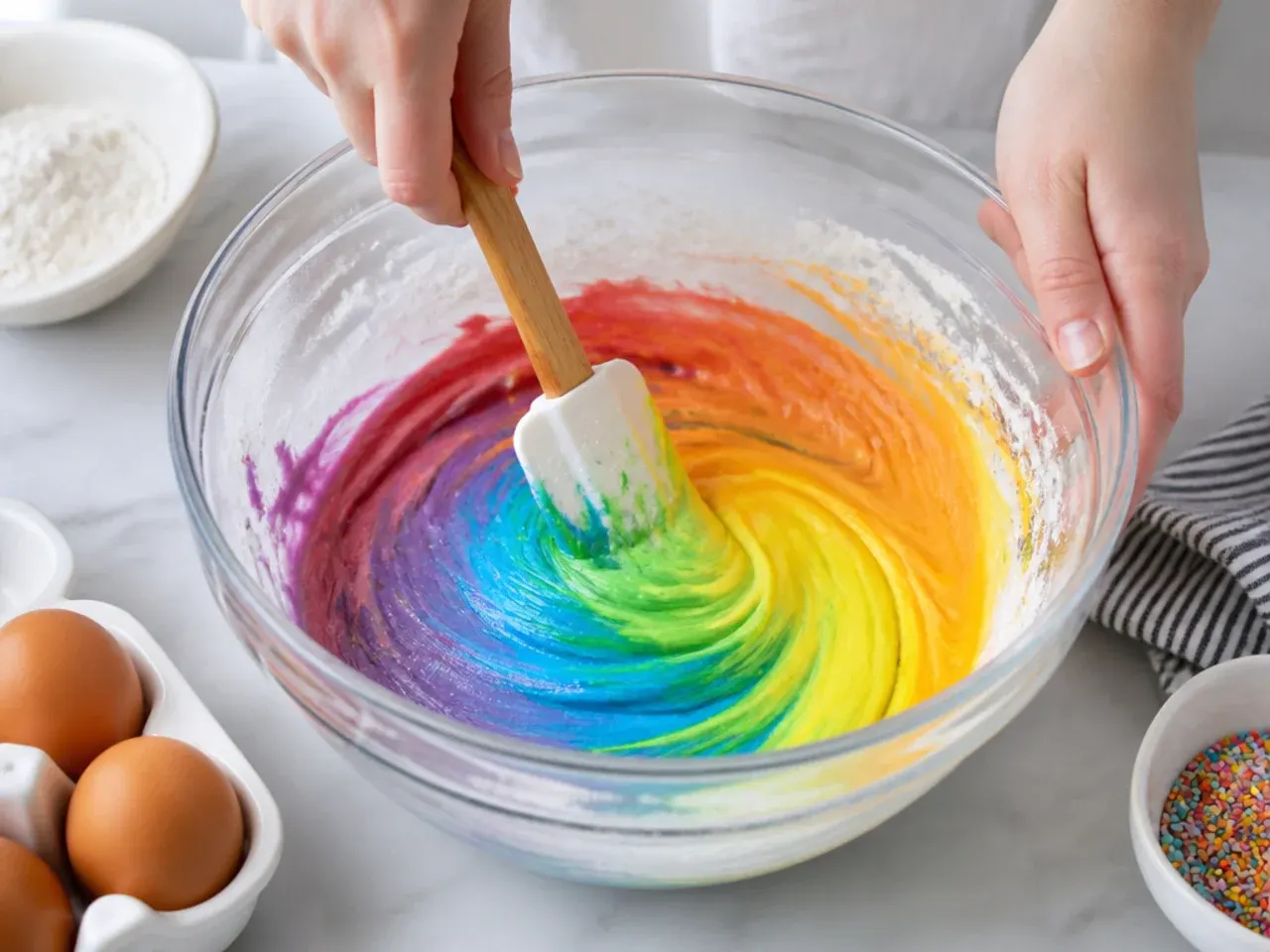rainbow unicorn cake — step 2: mix the batter