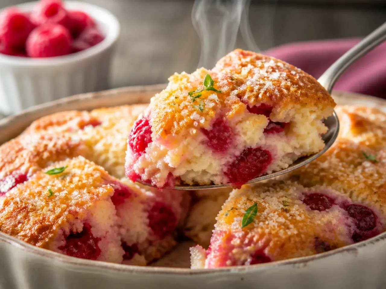 Raspberry ginger scones with visible flecks of crystallised ginger, drizzled with a golden ginger syrup glaze.