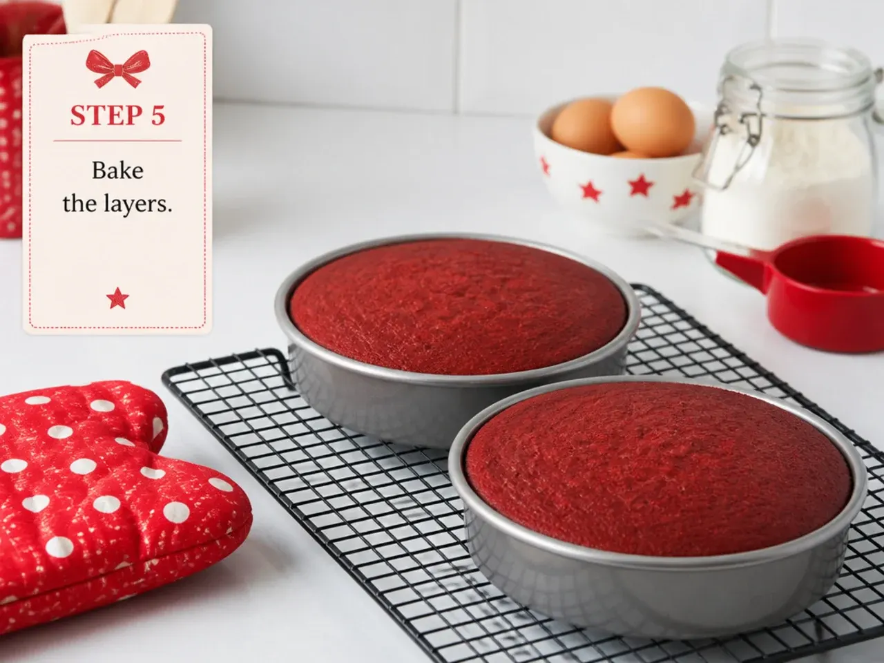red minnie mouse cake — step 5: bake the layers