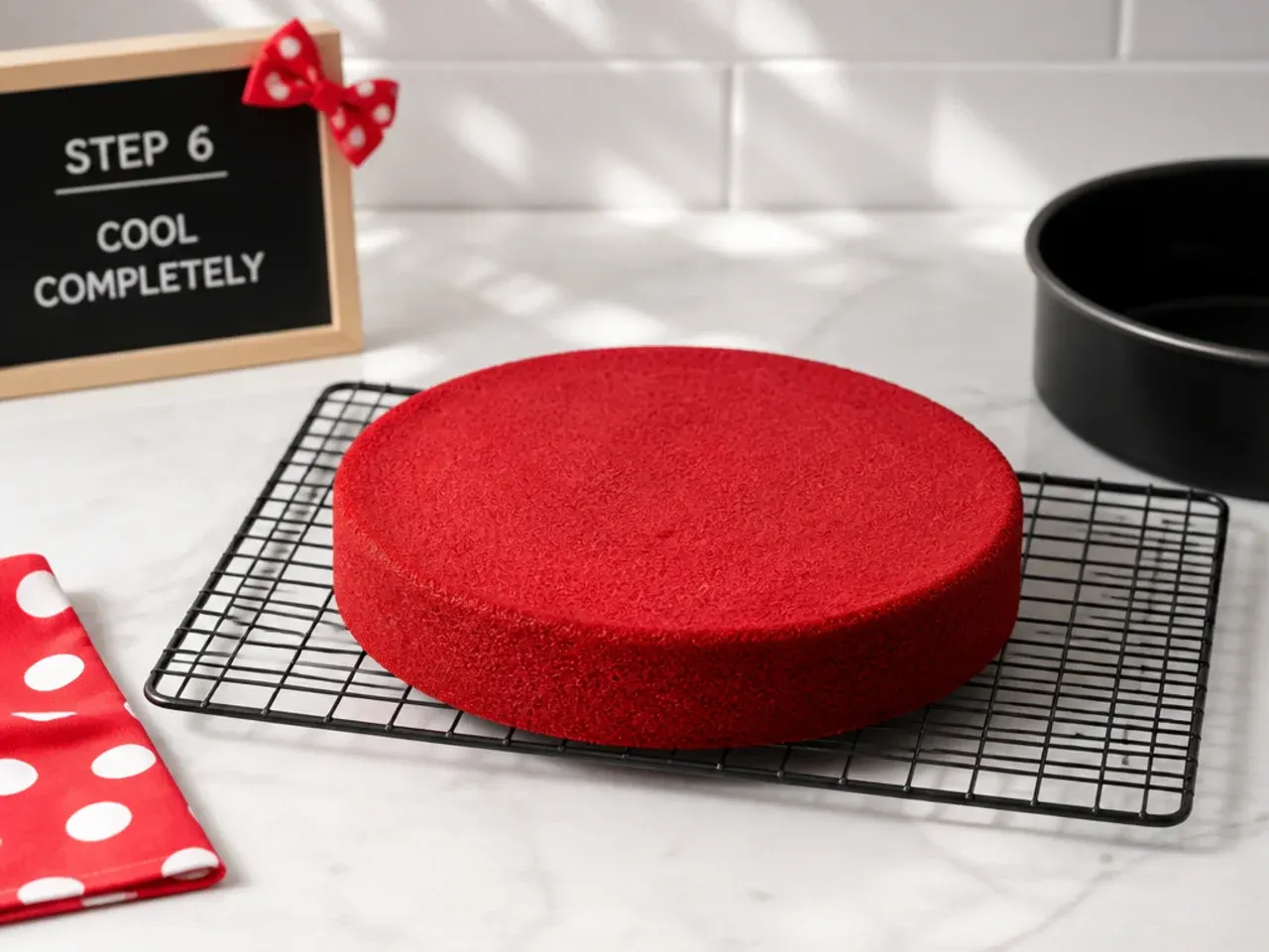 red minnie mouse cake — step 6: cool completely
