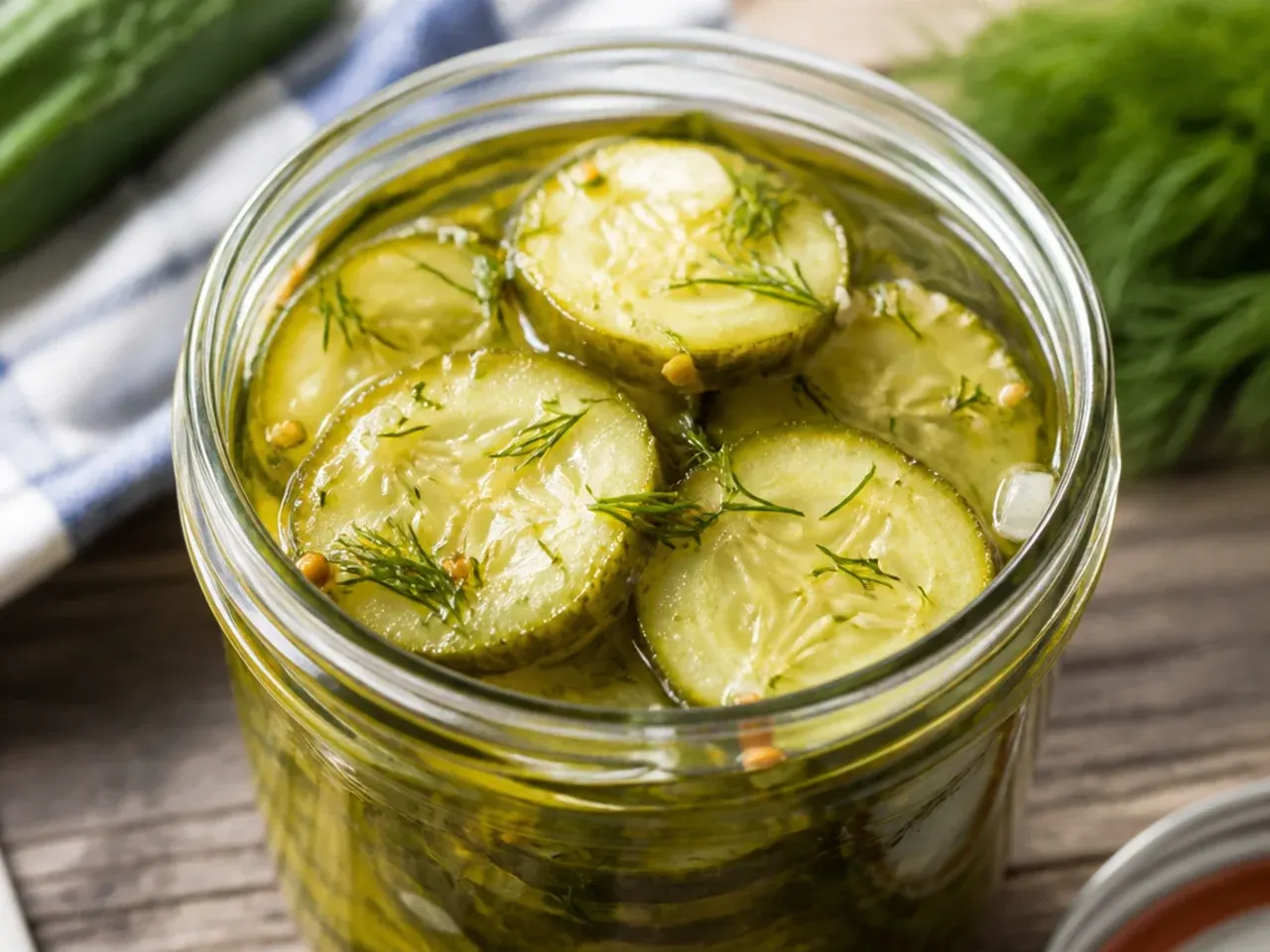 Rows of mason jars filled with cucumber spears, dill and garlic, ready to be filled with brine
