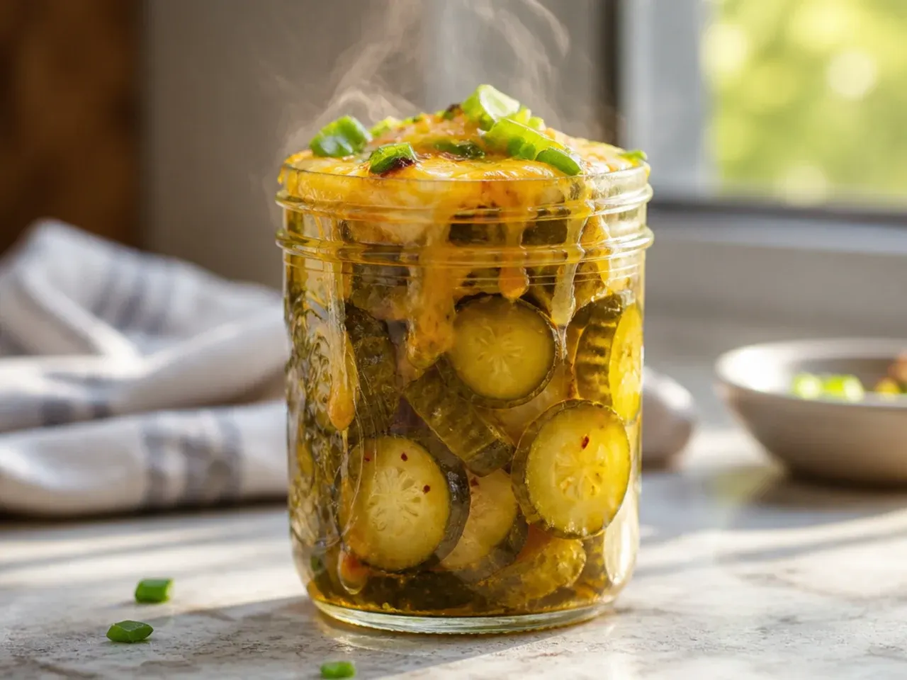 Single small 500 ml jar of sweet refrigerator pickles sized for one or two people.