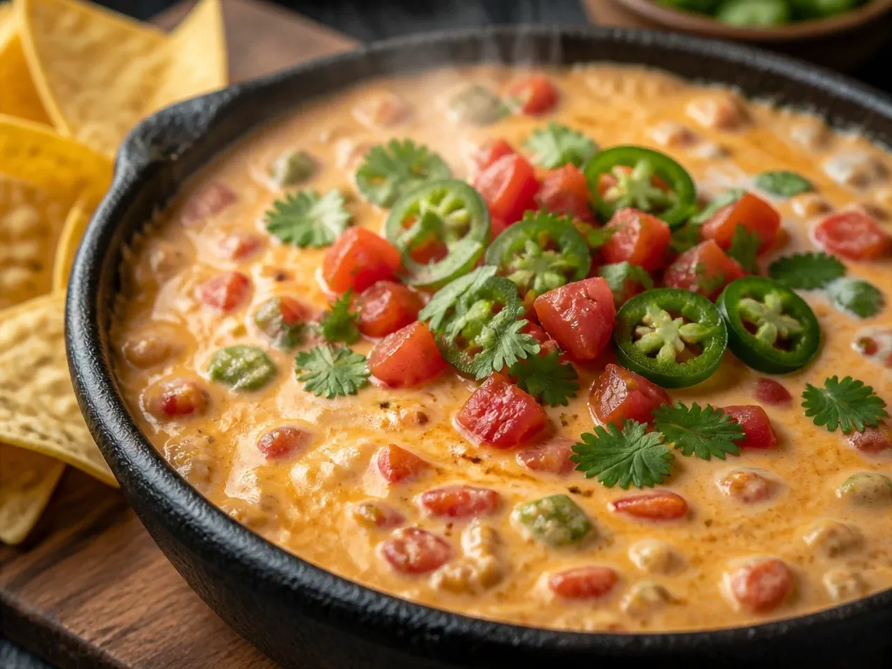 A covered container of rotel cheese dip being pulled from the refrigerator