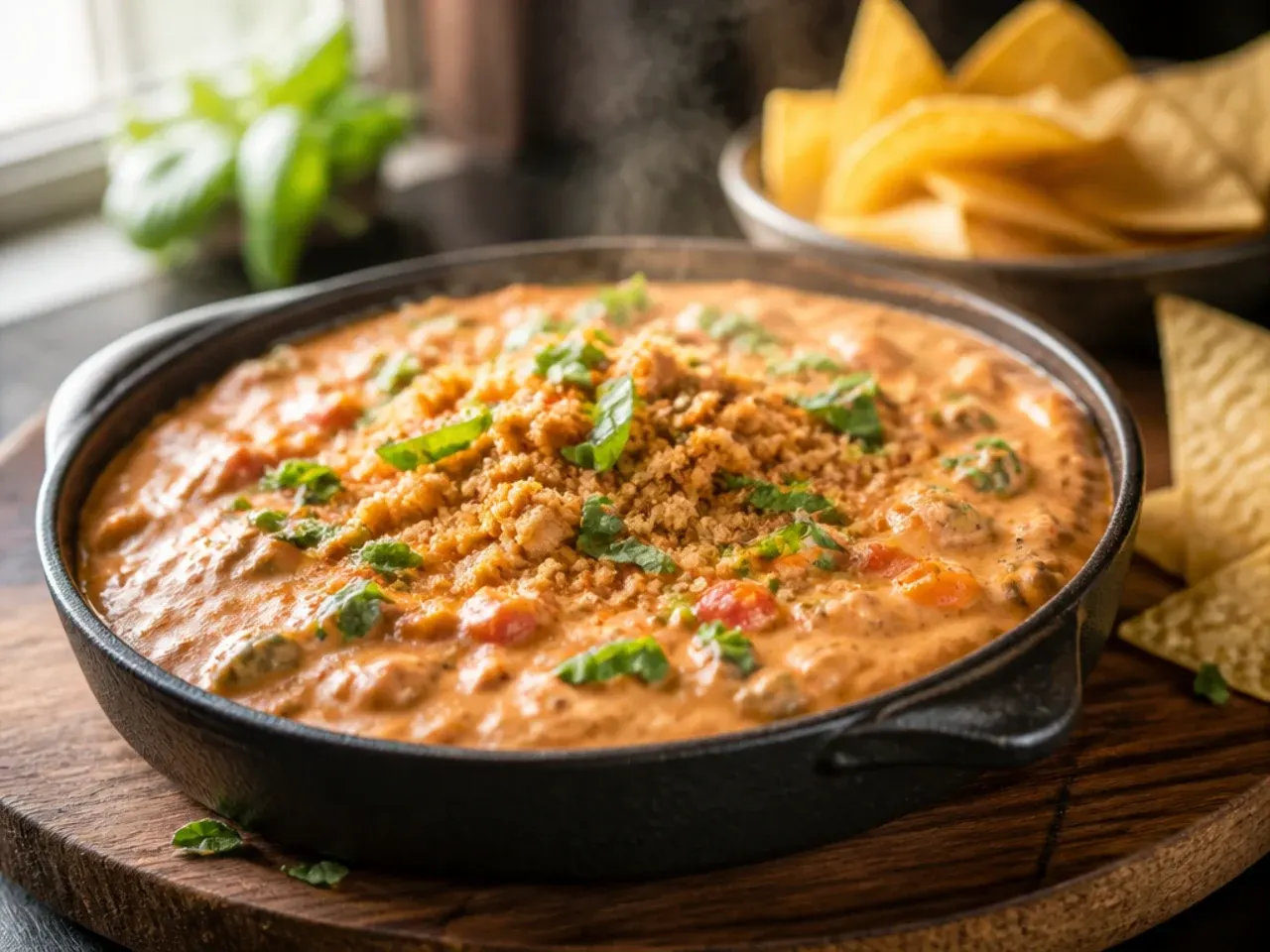 Close-up of extra creamy rotel dip showing a smooth, silky texture