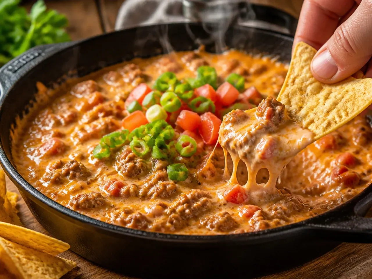 Make-ahead rotel dip with sausage stored in a container ready to reheat