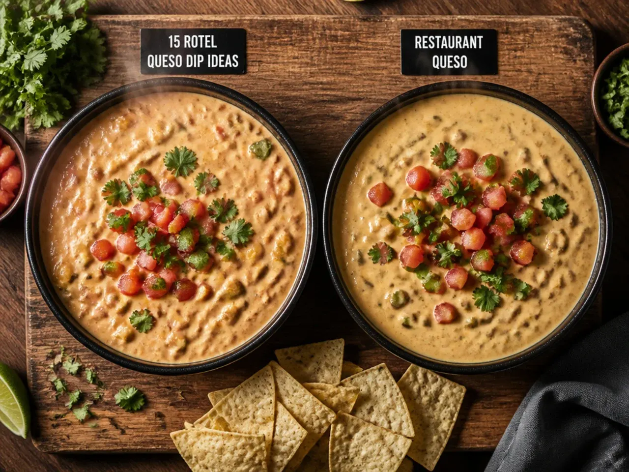 Ingredients for both queso dip versions laid out side by side with a shopping receipt