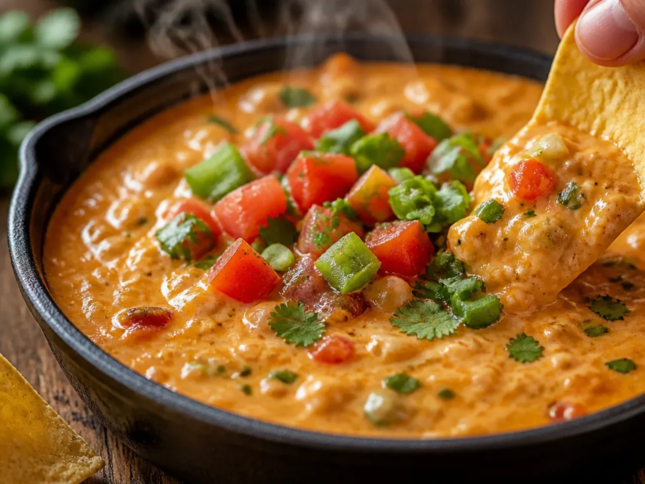Close-up comparison of glossy rotel queso dip next to thicker, chunkier classic queso in two separate bowls