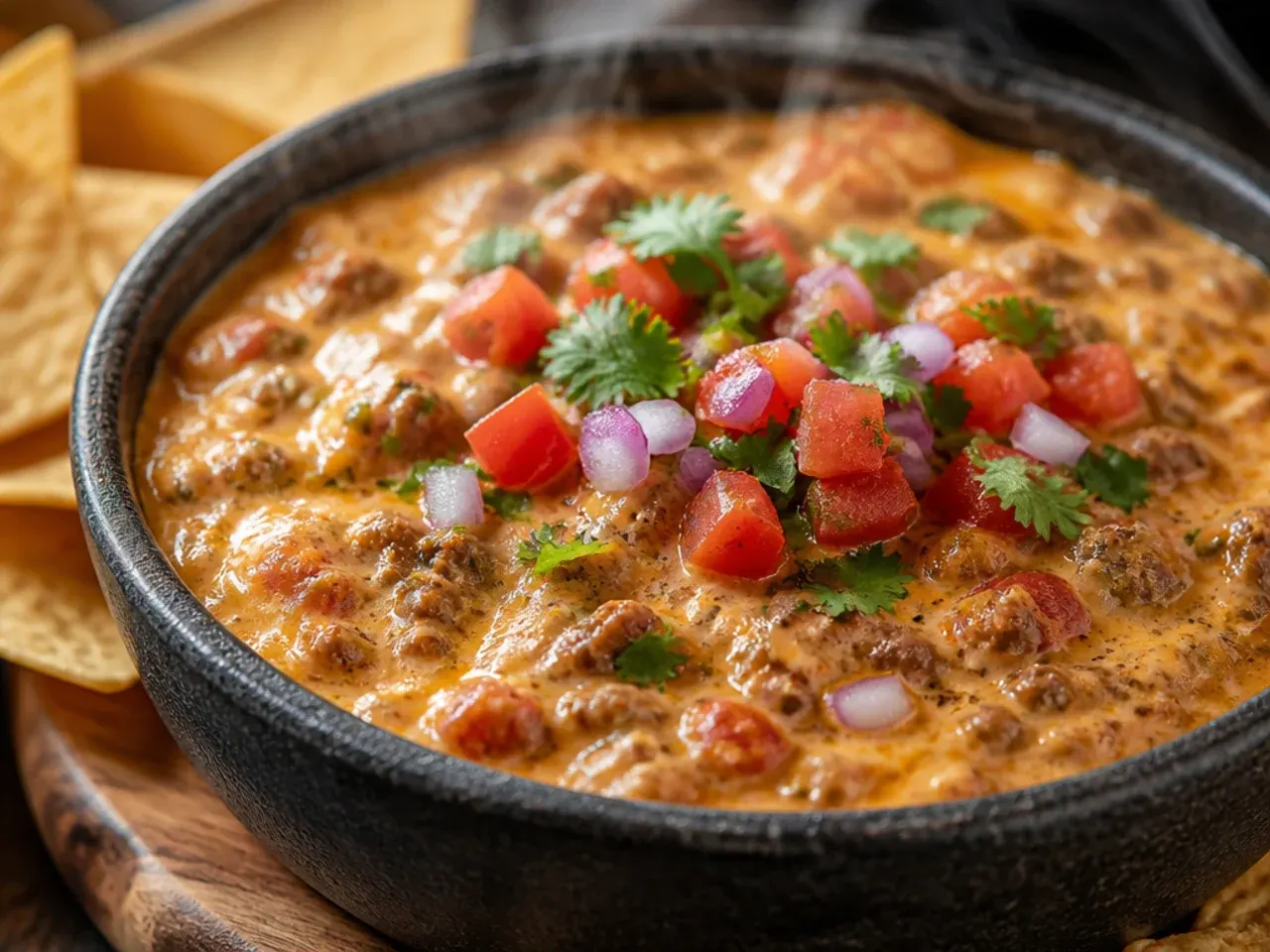 Airtight container of make-ahead rotel sausage dip ready to be reheated