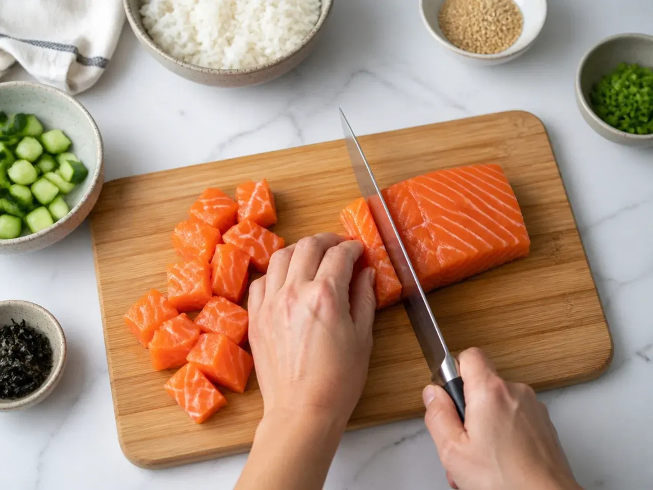 salmon sushi bowl sauce — step 3: prep the salmon