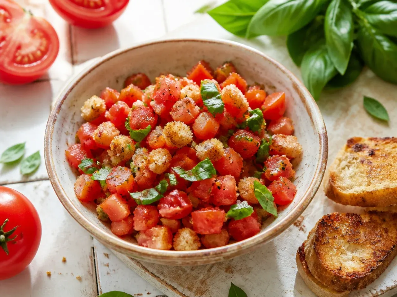 Small bowl of simple three-ingredient tomato and jalapeño salsa