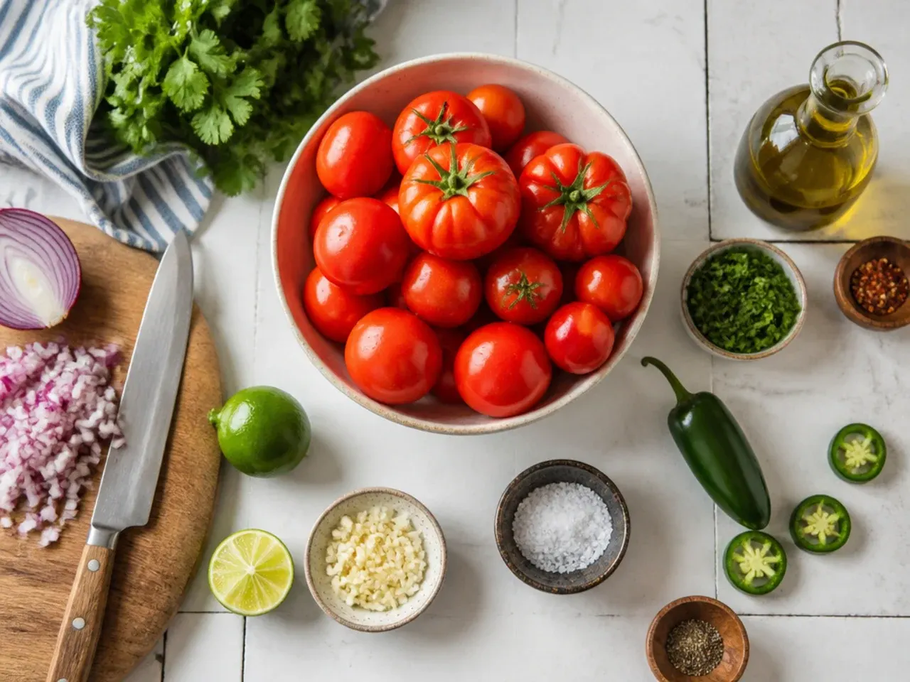 Hands seeding a halved tomato with a teaspoon over a bowl