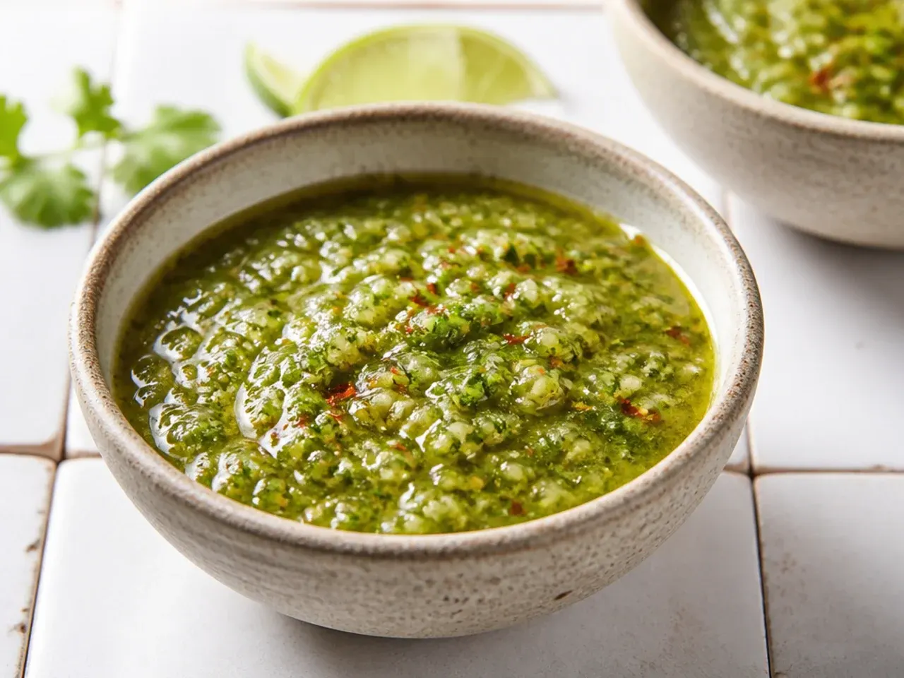 Tomatillos and jalapeños simmering in a pot of water