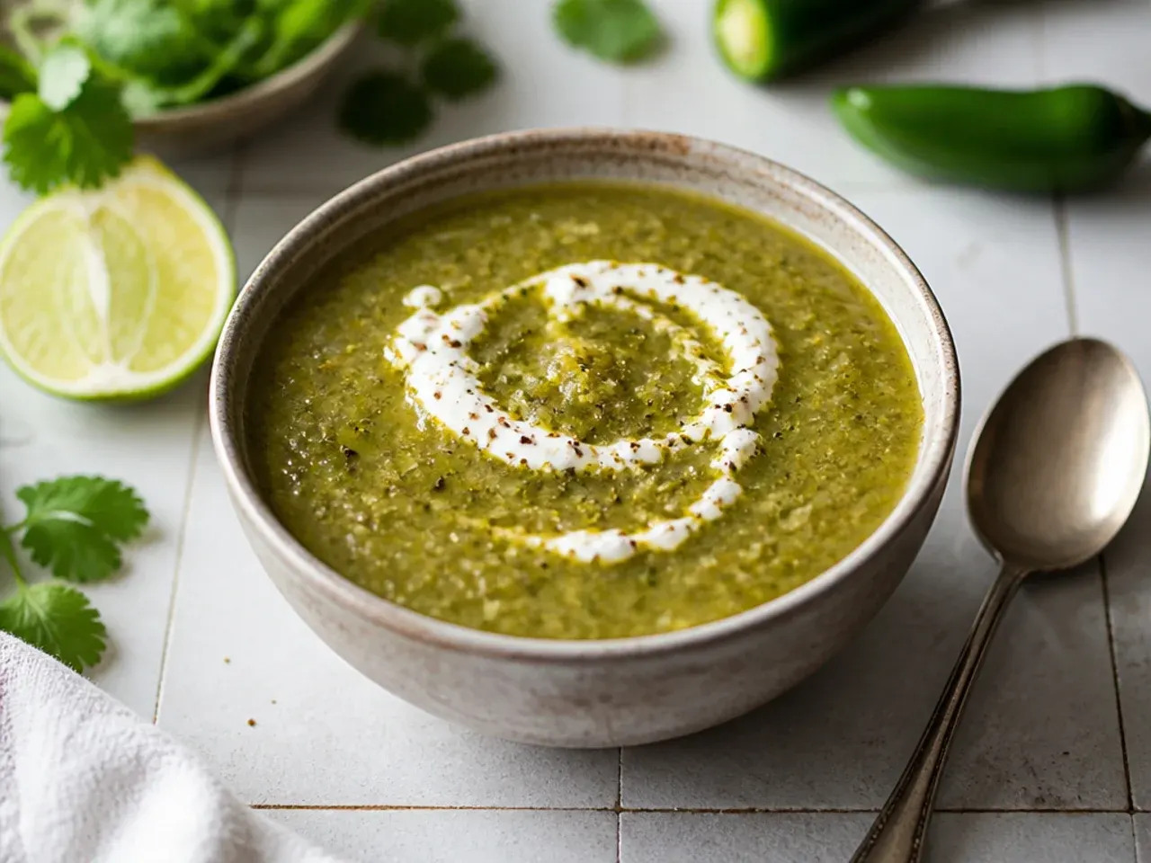 Salsa verde blended with smoky chipotle pepper in adobo
