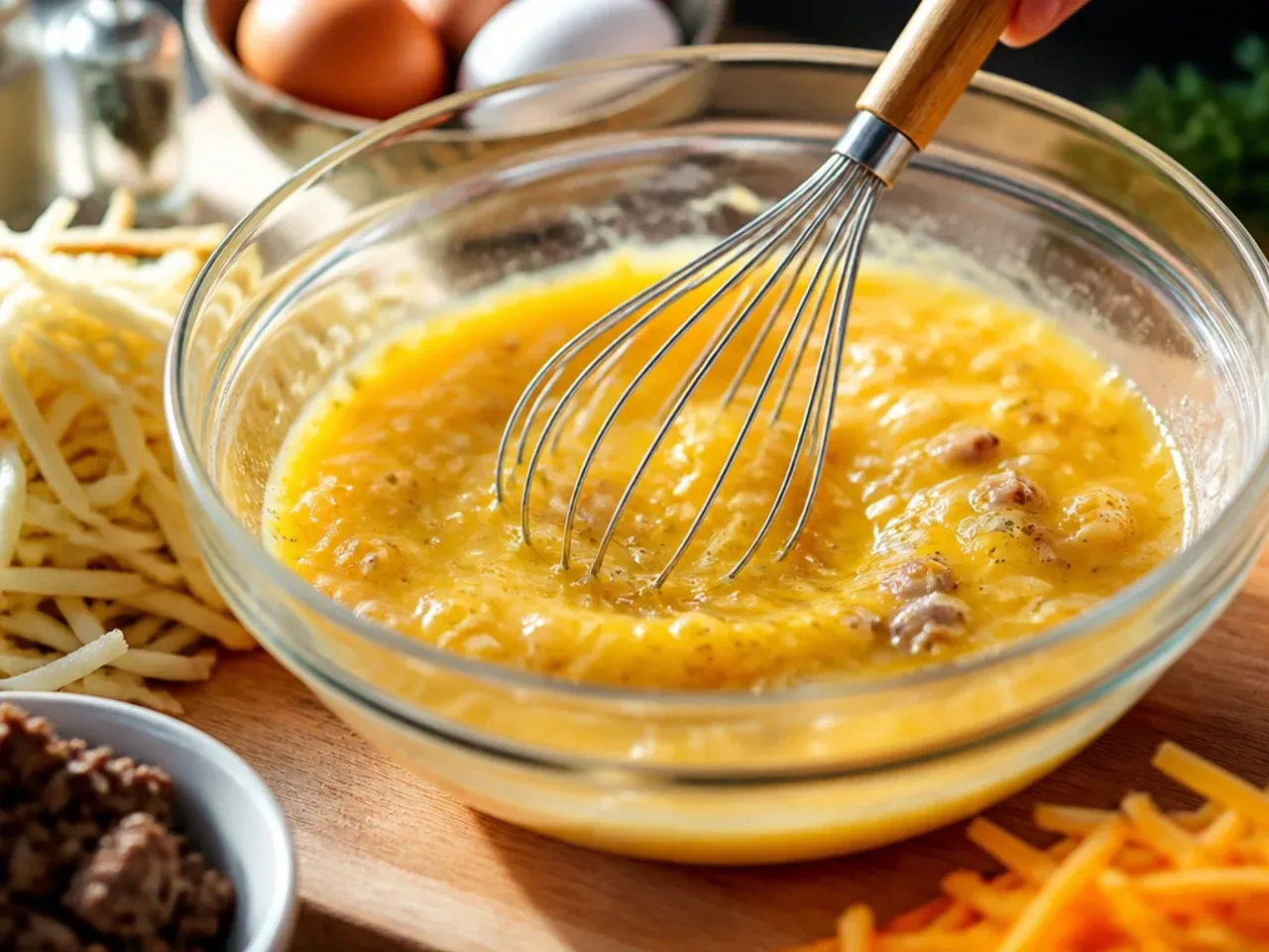 sausage hashbrown casserole recipe step 4