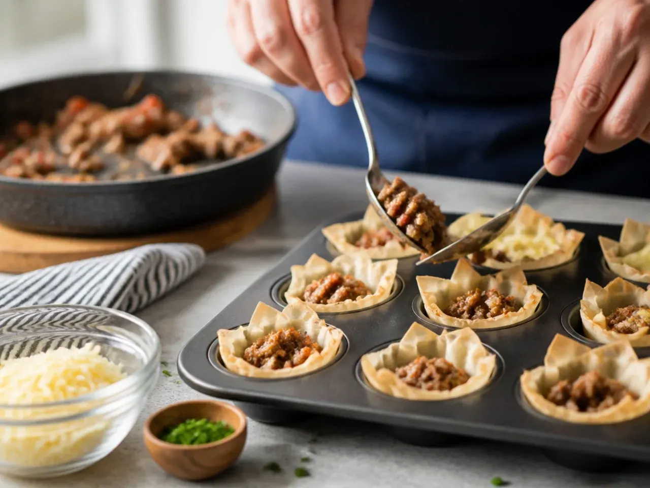 sausage phyllo cup appetizers recipe step 1