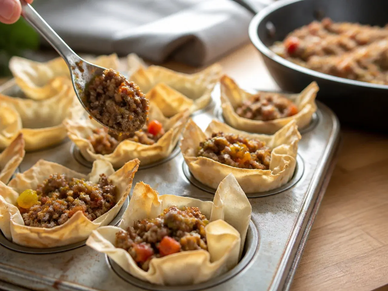 sausage phyllo cup appetizers recipe step 6