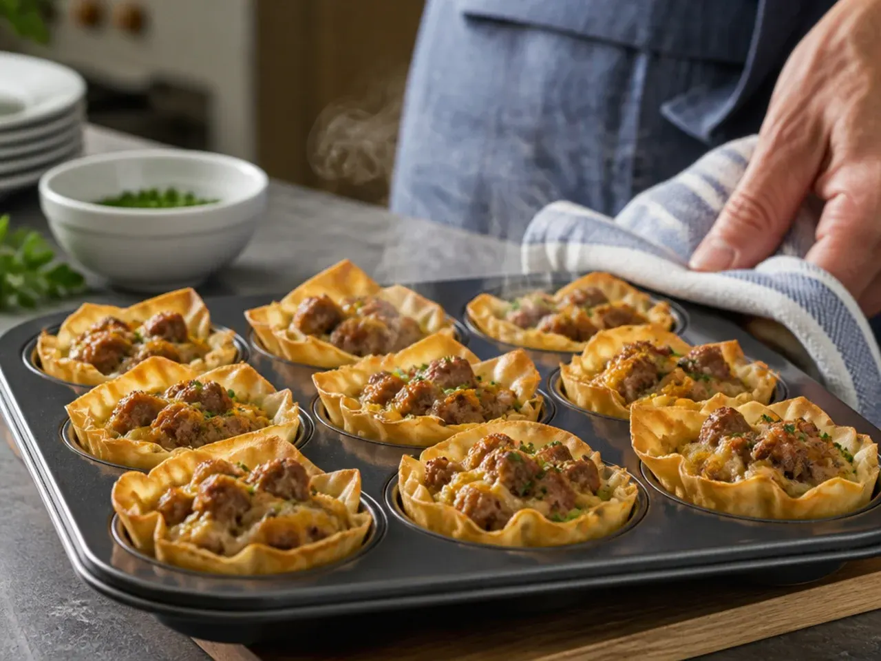 sausage phyllo cup appetizers recipe step 7