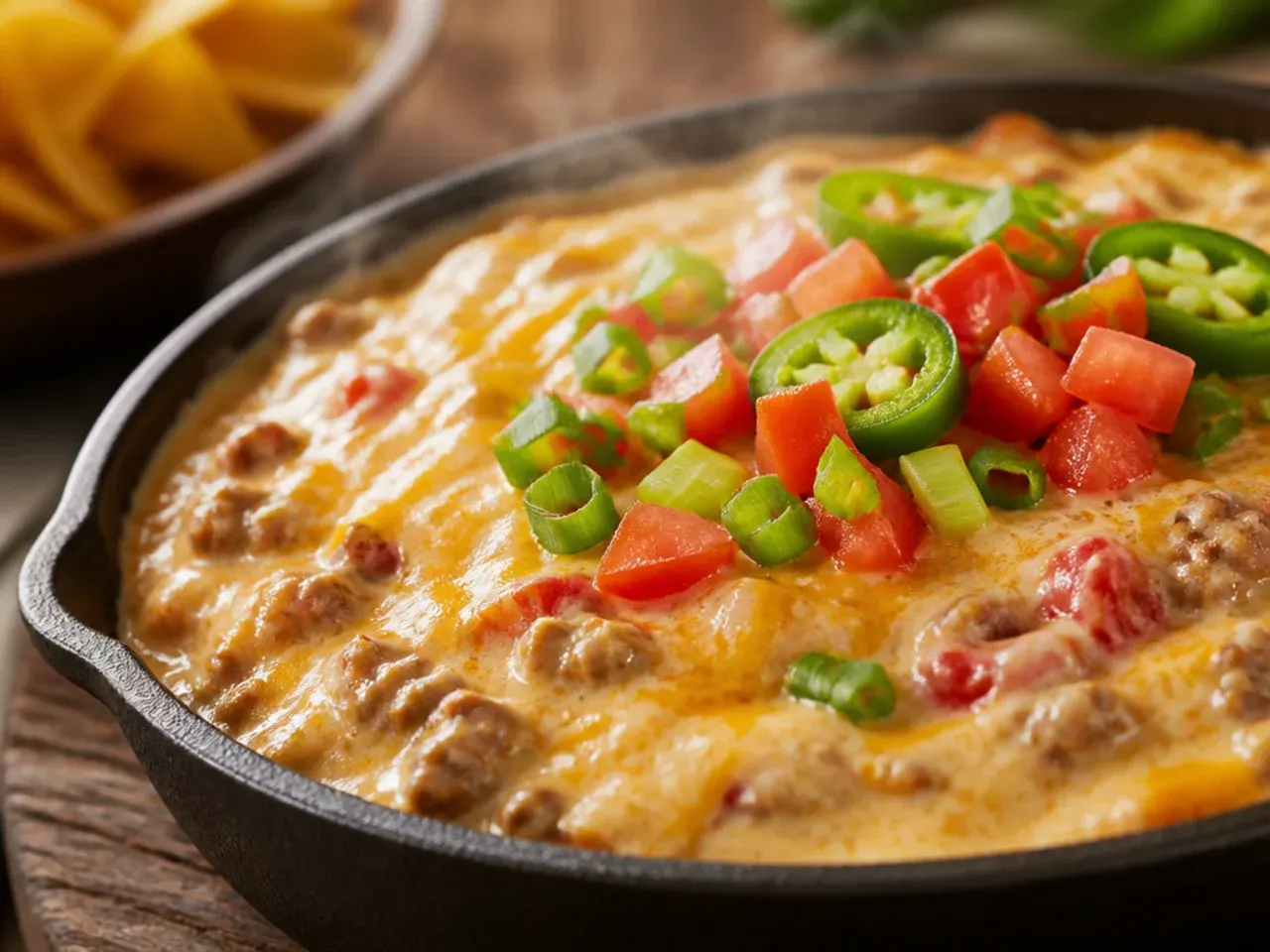 Make ahead sausage rotel dip stored in a covered container in the fridge