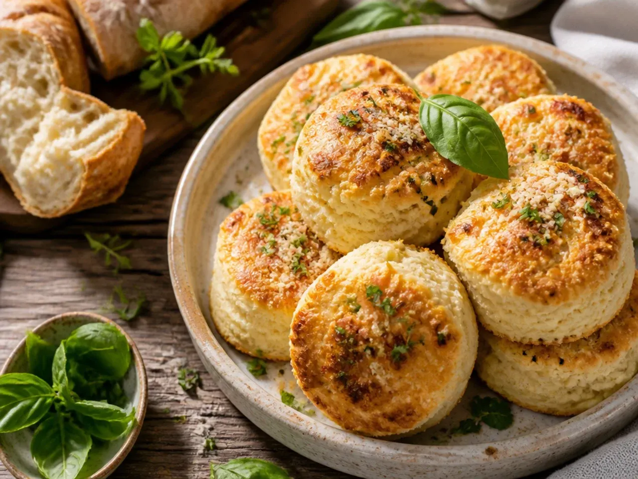 Four simple ingredients laid out for basic scones: flour, cream, salt and lemonade
