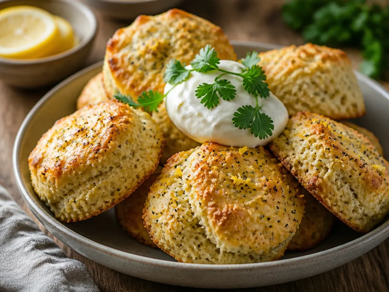 Lemon poppy seed scones with a glossy citrus glaze on top