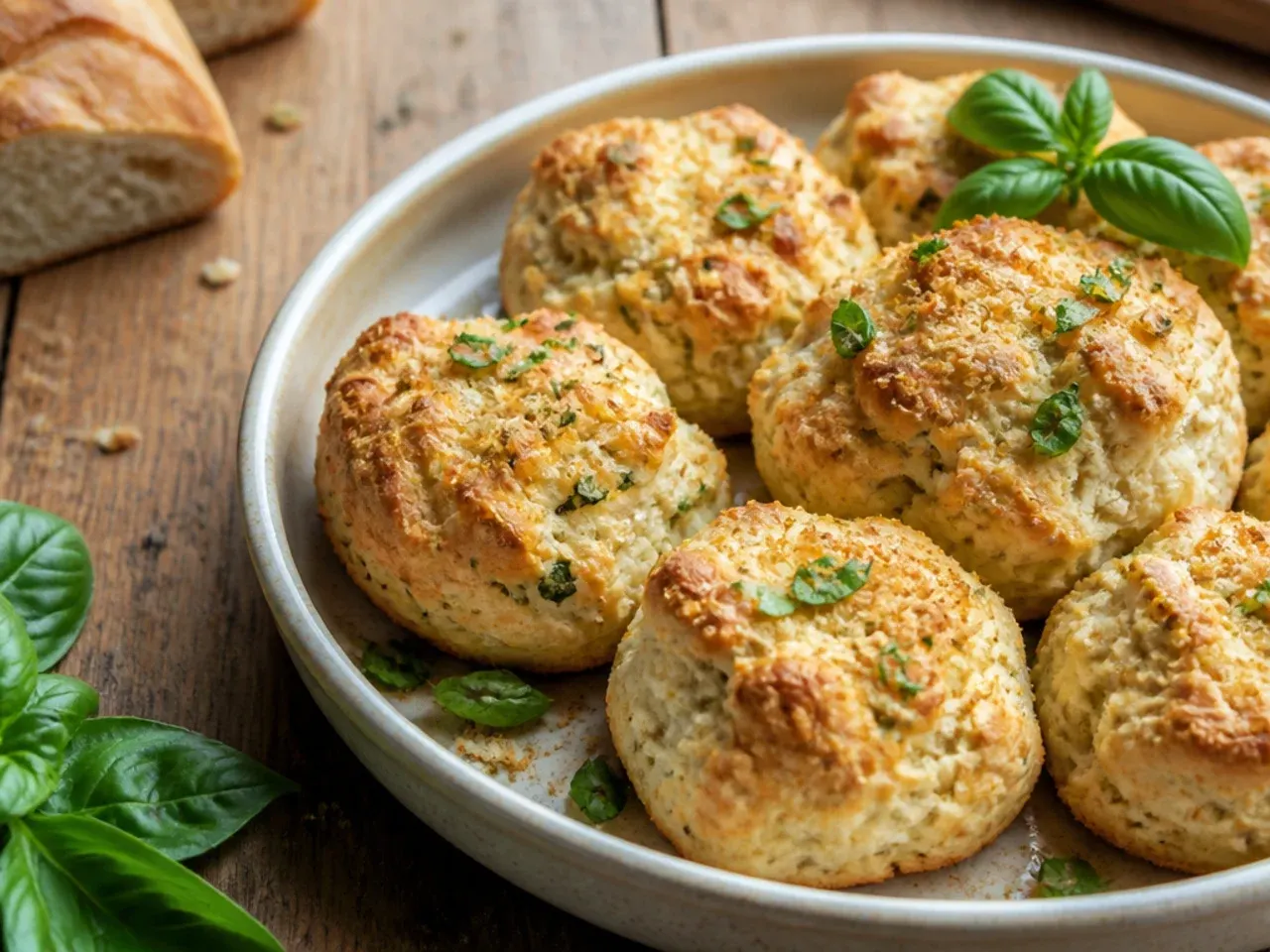 Tall, flaky bakery-style scones with visible layers on a cooling rack
