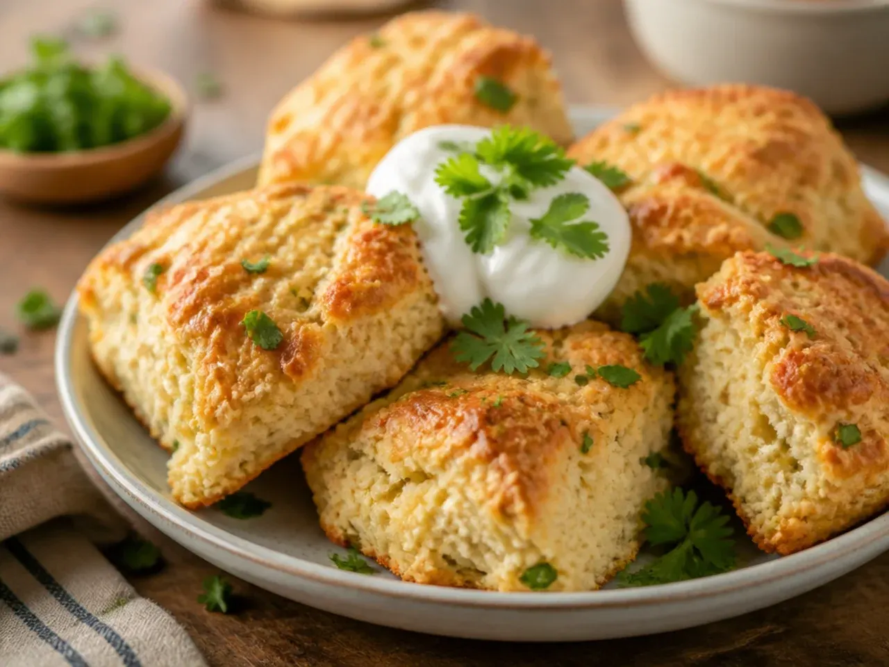 Cream scones going straight from the tray into a preheated oven