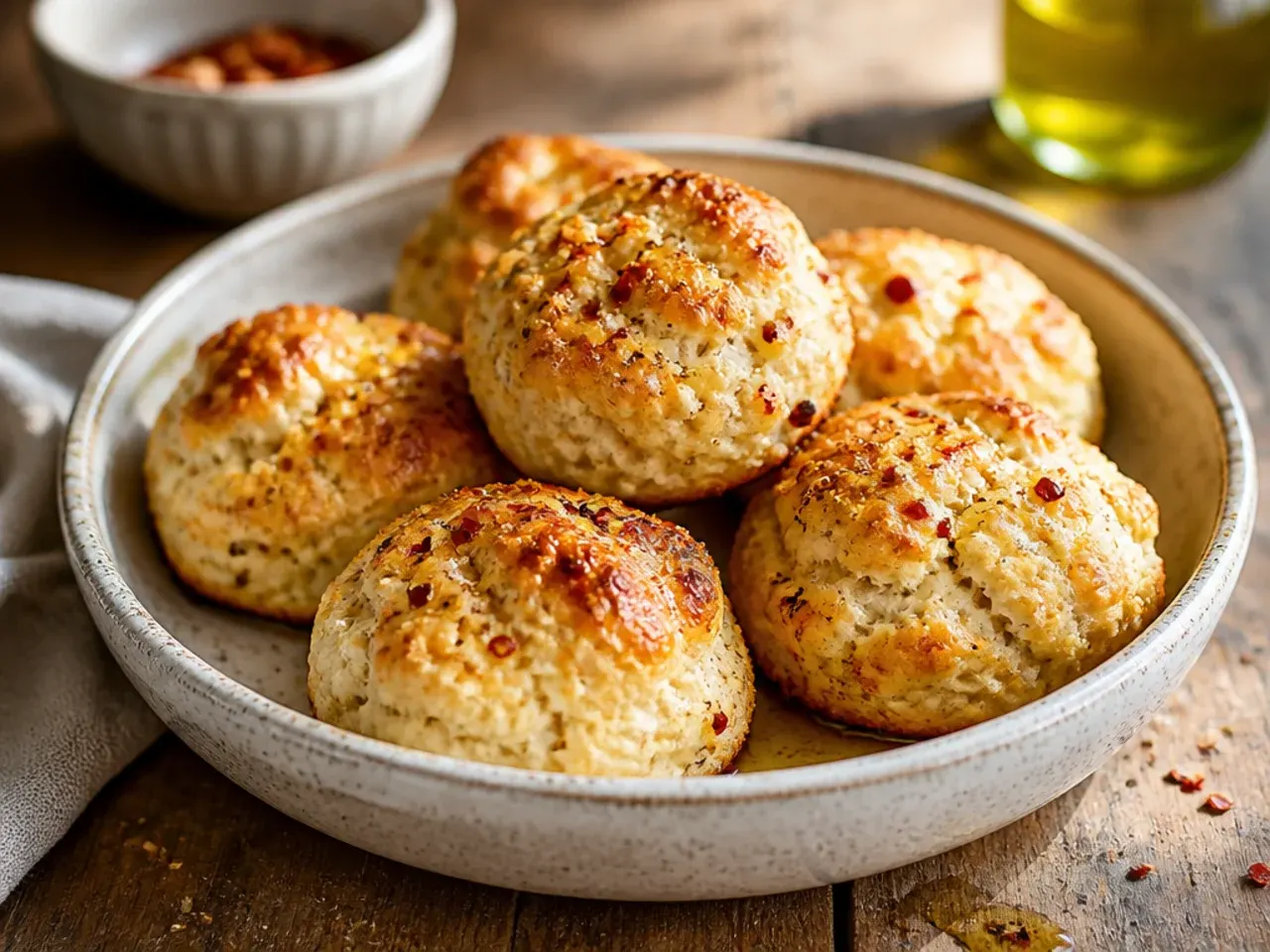 Rustic drop scones with craggy golden tops cooling on a baking sheet.