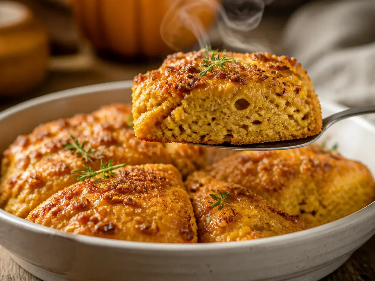 Pumpkin spice scones with a maple glaze drizzle, dusted with cinnamon.