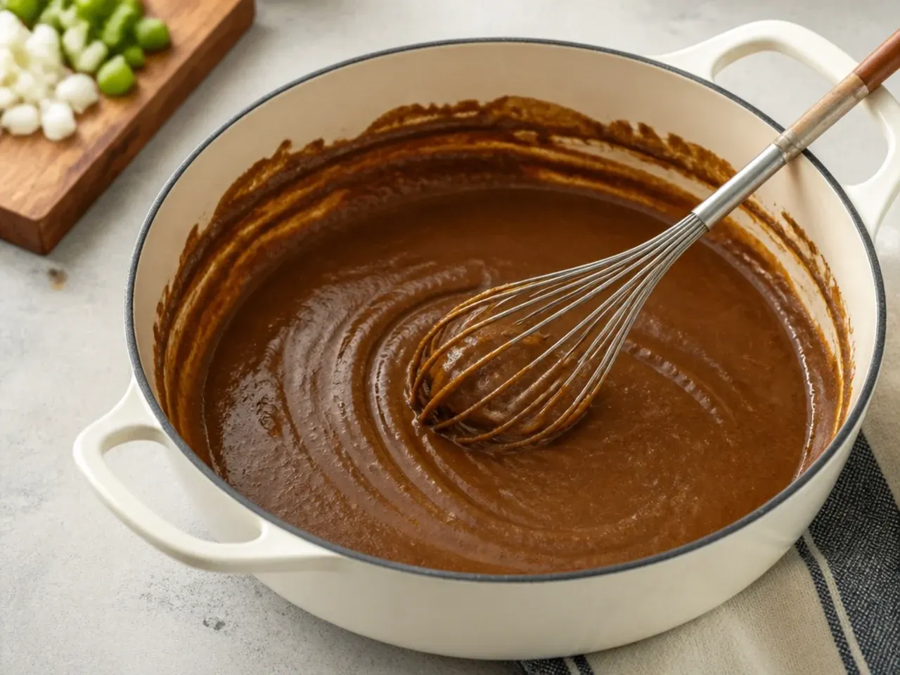 Pro tips for making seafood gumbo recipe with a properly dark whisked roux