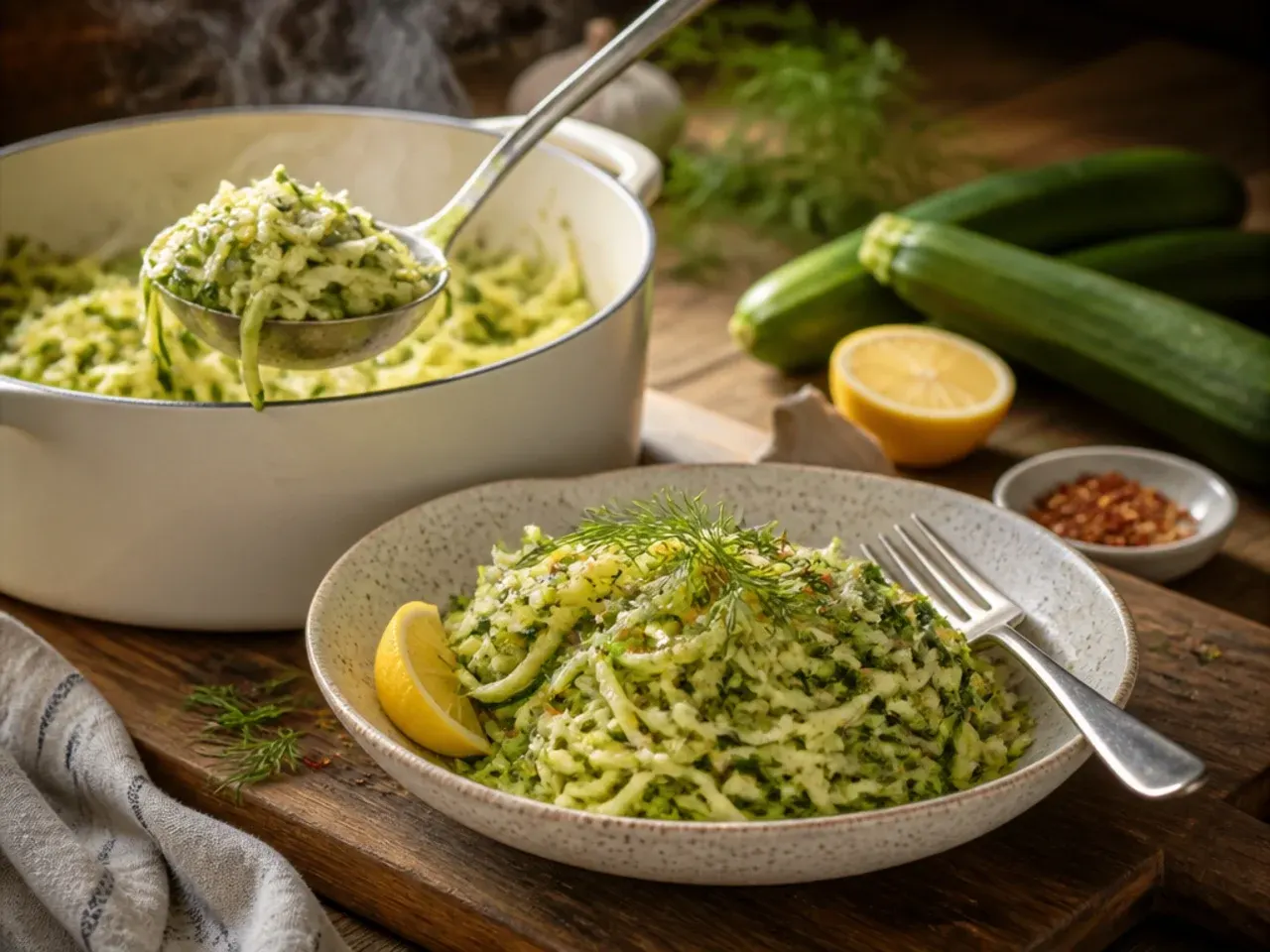 A small hand seasoning zucchini fritter batter with black pepper and salt
